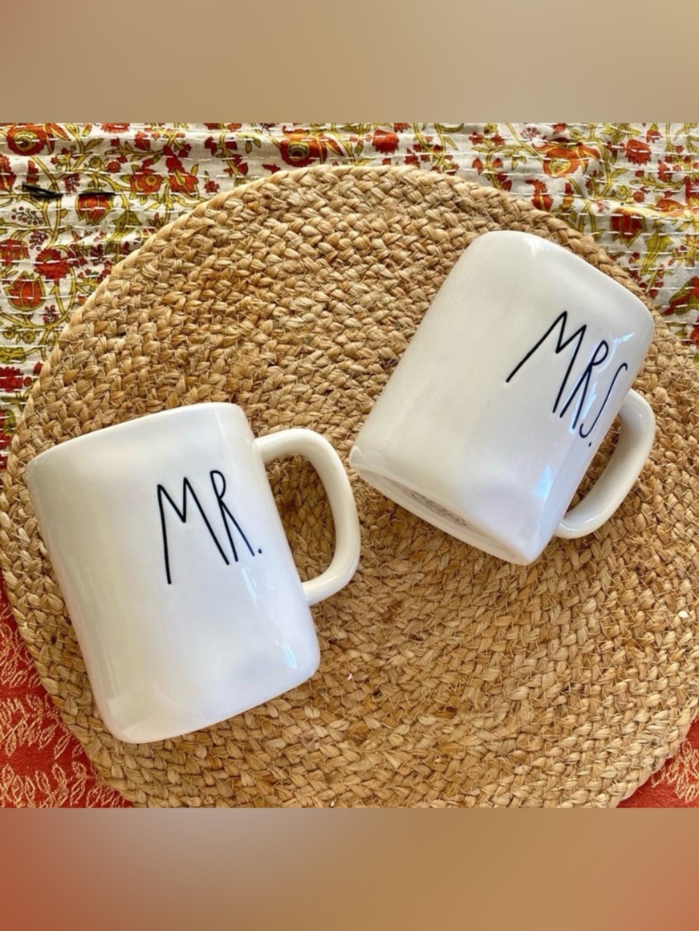 Rae Dunn Artisan Collection Mr and Mrs Mug Set